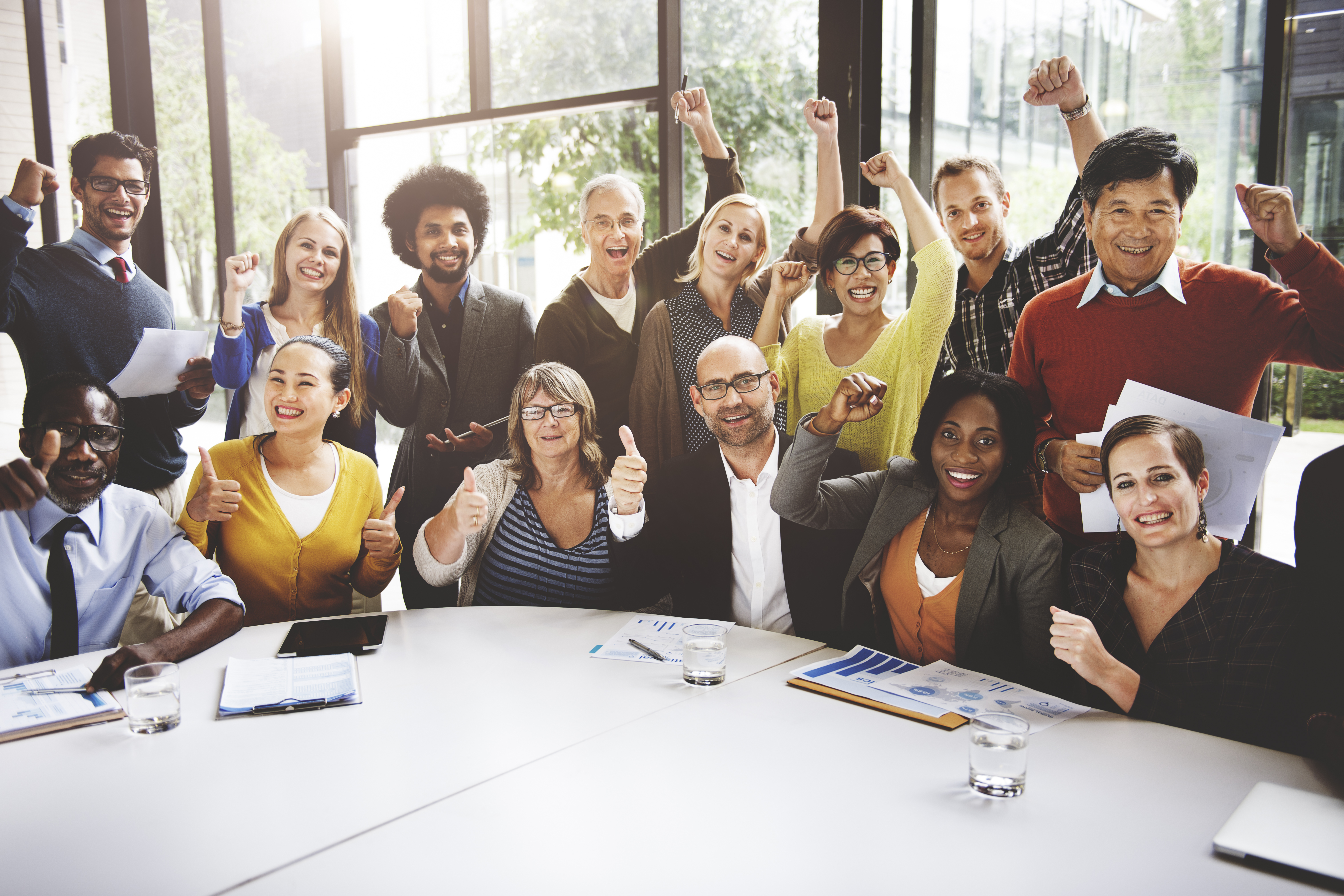 Business Team Success Achievement Arm Raised Concept